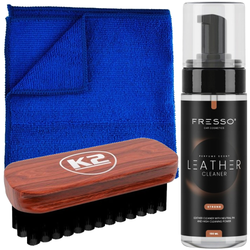 FRESSO LEATHER CLEANER 150ML + K2 AURON SZCZOTKA + MIKROFIBRA.png