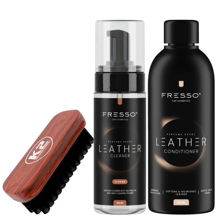 FRESSO LEATHER CLEANER 150ML + CONDITIONER + K2 AURON SZCZOTKA.png